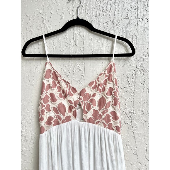 Tularosa Spaghetti Straps V-Neckline Bryce Slip Maxi Dress White Women's Size L - Picture 5 of 8